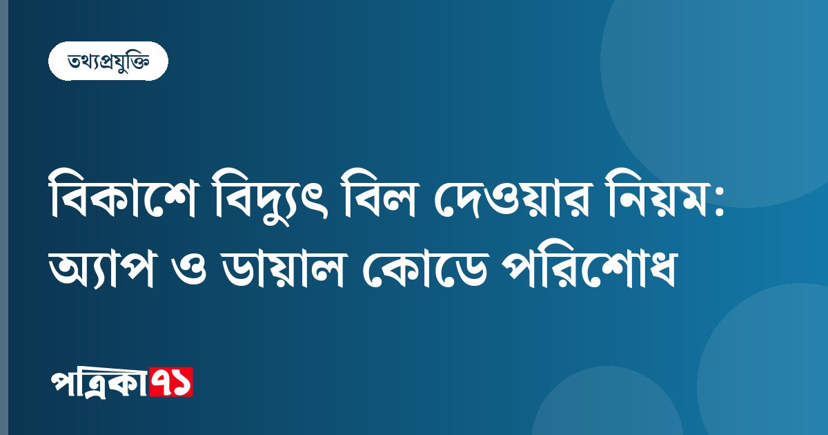 বিকাশে বিদ্যুৎ বিল দেওয়ার নিয়ম: অ্যাপ ও ডায়াল কোডে পরিশোধ