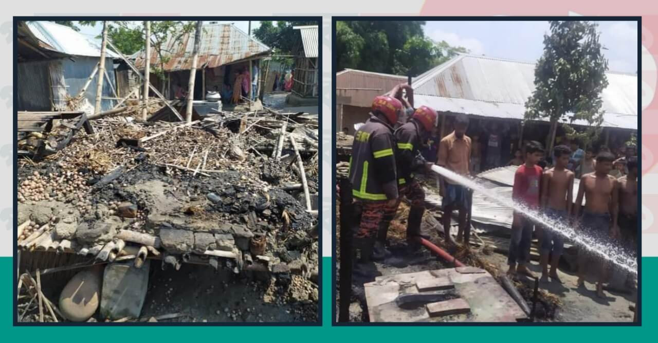 খানসামায় আগুনে পুড়ে ৫টি পরিবার ছাই