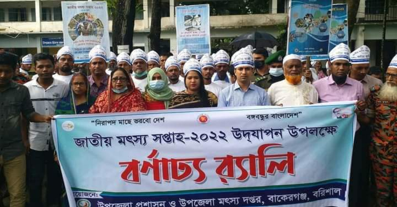 বাকেরগঞ্জে জাতীয় মৎস্য সপ্তাহে পোনা মাছ অবমুক্তকরন